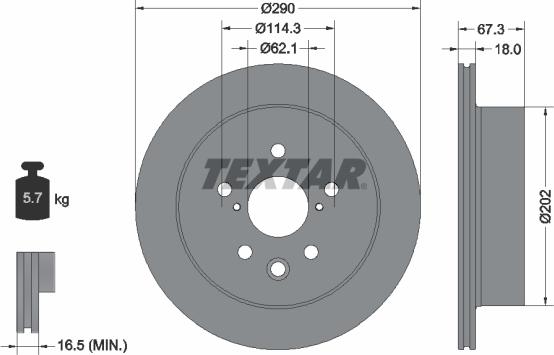 Textar 92334403 - Гальмівний диск autocars.com.ua