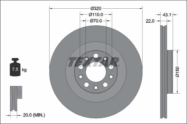 Textar 92337803 - Гальмівний диск autocars.com.ua