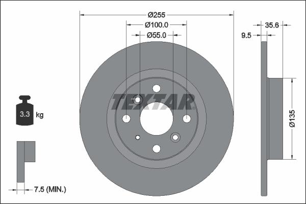 Textar 92338203 - Гальмівний диск autocars.com.ua