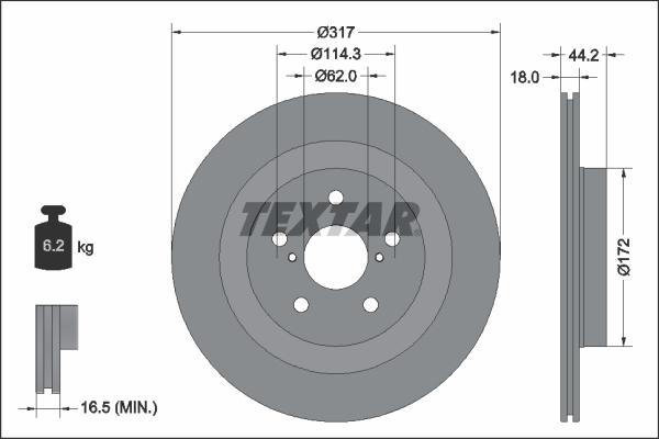 Textar 92343103 - Гальмівний диск autocars.com.ua