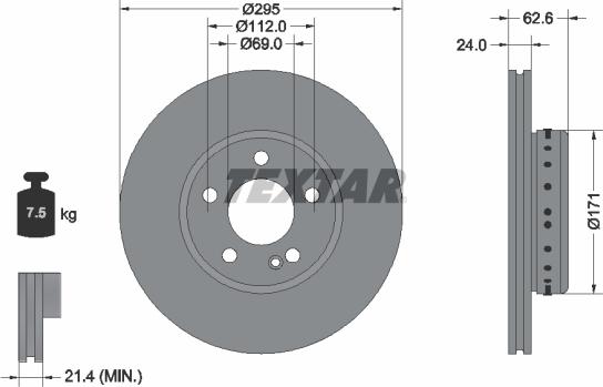 Textar 92343925 - Гальмівний диск autocars.com.ua