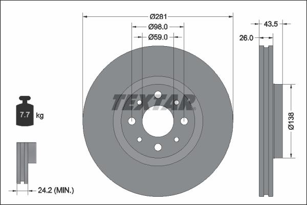 Textar 92344703 - Тормозной диск avtokuzovplus.com.ua