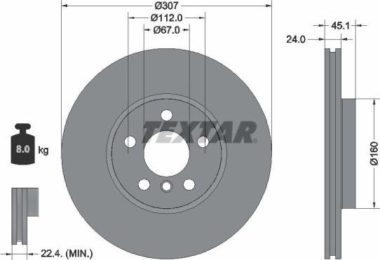 Textar 92347205 - Гальмівний диск autocars.com.ua