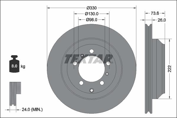Textar 92348303 - Гальмівний диск autocars.com.ua