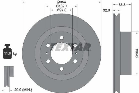 Textar 92348503 - Гальмівний диск autocars.com.ua