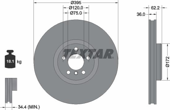 Textar 92350305 - Гальмівний диск autocars.com.ua