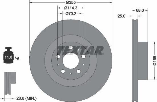 Textar 92351905 - Гальмівний диск autocars.com.ua