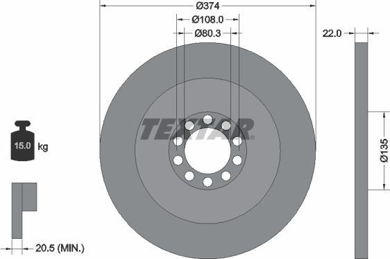 Textar 93015500 - Гальмівний диск autocars.com.ua