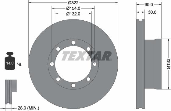 Textar 93058800 - Гальмівний диск autocars.com.ua