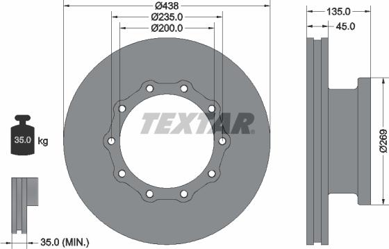 Textar 93071800 - Тормозной диск avtokuzovplus.com.ua