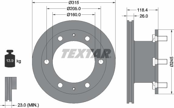 Textar 93084600 - Гальмівний диск autocars.com.ua