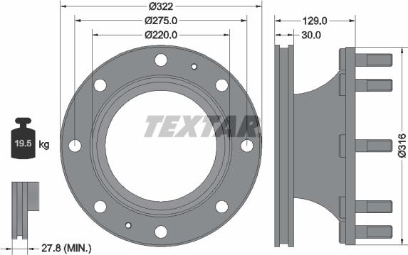 Textar 93084700 - Тормозной диск avtokuzovplus.com.ua