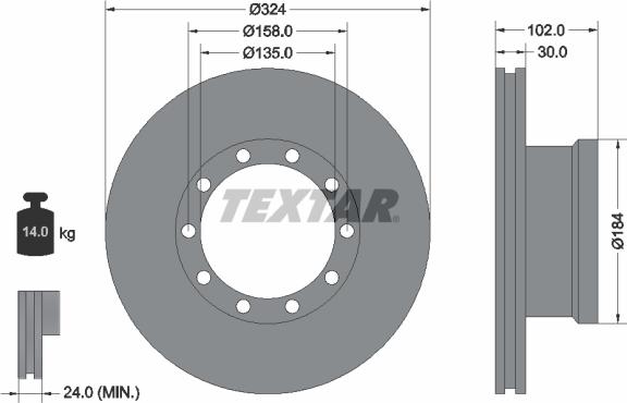 Textar 93085300 - Тормозной диск avtokuzovplus.com.ua