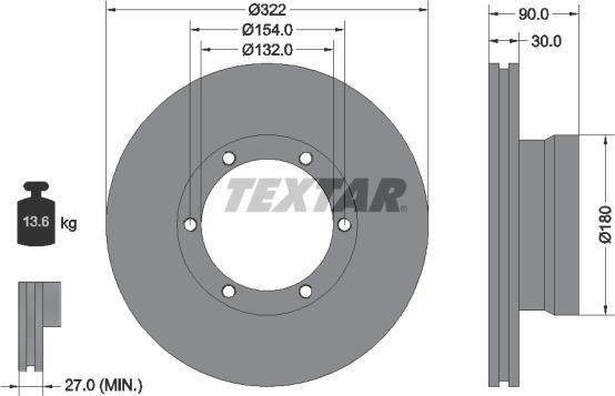 Textar 93086400 - Гальмівний диск autocars.com.ua