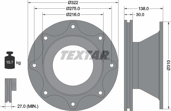 Textar 93086500 - Тормозной диск avtokuzovplus.com.ua