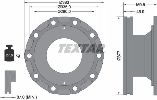 Textar 93095800 - Гальмівний диск autocars.com.ua