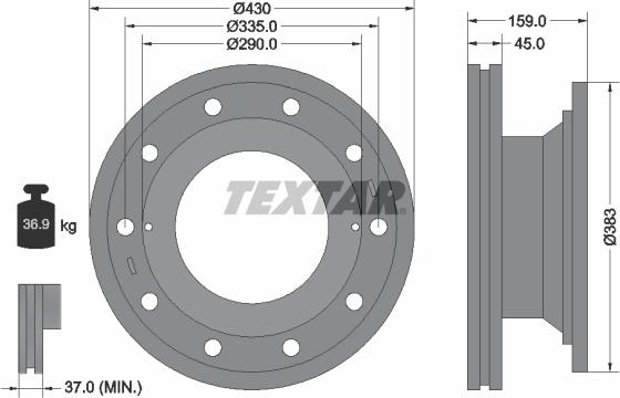 Textar 93095900 - Гальмівний диск autocars.com.ua