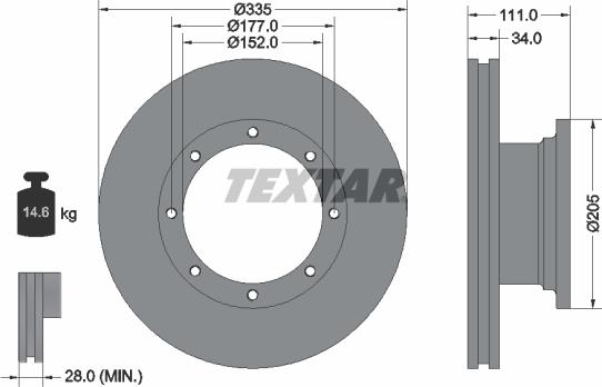 Textar 93102400 - Тормозной диск avtokuzovplus.com.ua