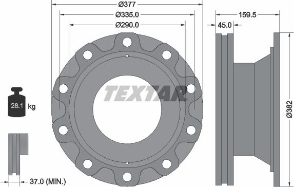 Textar 93104900 - Гальмівний диск autocars.com.ua