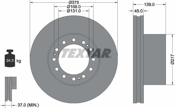 Textar 93105600 - Гальмівний диск autocars.com.ua