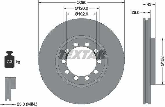 Textar 93117500 - Гальмівний диск autocars.com.ua