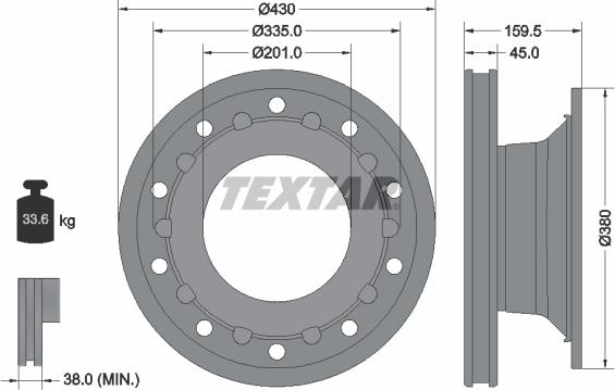 Textar 93127100 - Гальмівний диск autocars.com.ua