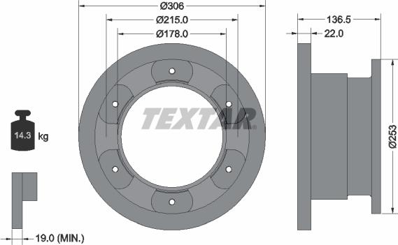 Textar 93127300 - Гальмівний диск autocars.com.ua