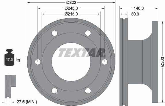 Textar 93128000 - Гальмівний диск autocars.com.ua