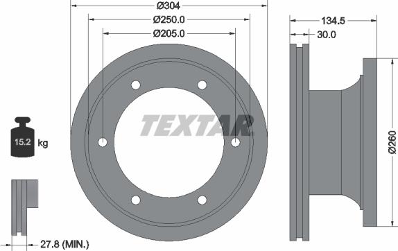 Textar 93128100 - Гальмівний диск autocars.com.ua