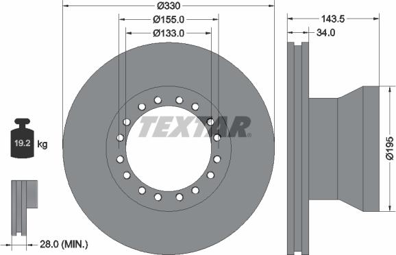 Textar 93142500 - Гальмівний диск autocars.com.ua