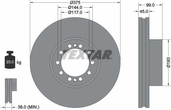 Textar 93142700 - Гальмівний диск autocars.com.ua