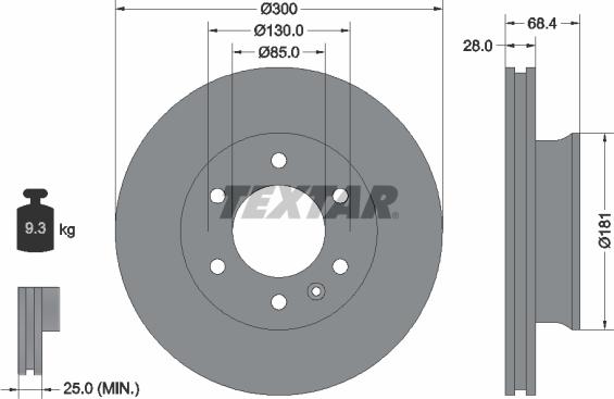 Textar 93143205 - Гальмівний диск autocars.com.ua