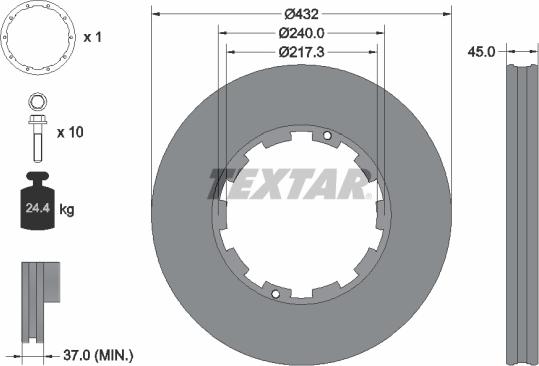 Textar 93145611 - Тормозной диск avtokuzovplus.com.ua