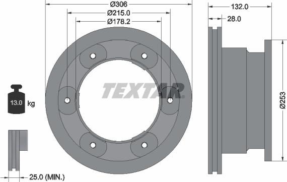 Textar 93177703 - Гальмівний диск autocars.com.ua