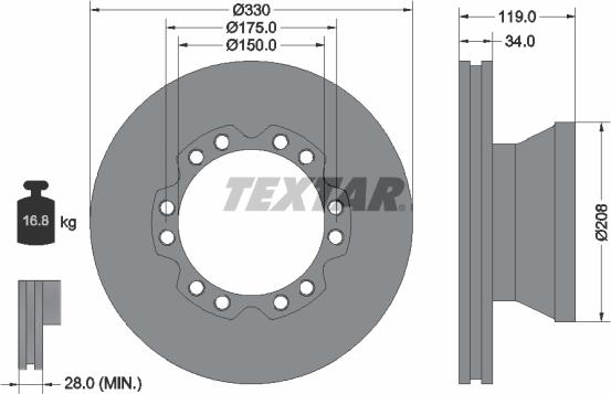 Textar 93187800 - Тормозной диск avtokuzovplus.com.ua