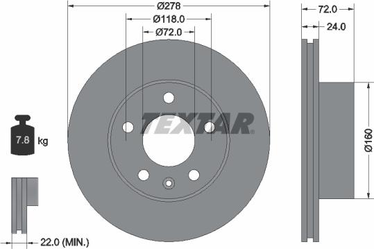 Textar 93191100 - Гальмівний диск autocars.com.ua