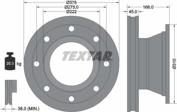 Textar 93192300 - Тормозной диск avtokuzovplus.com.ua