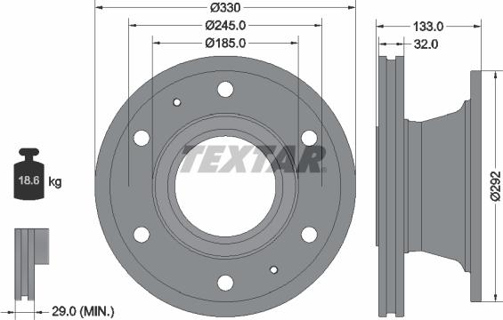 Textar 93221200 - Гальмівний диск autocars.com.ua