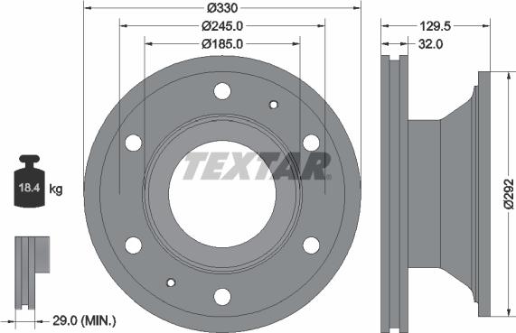 Textar 93221300 - Гальмівний диск autocars.com.ua