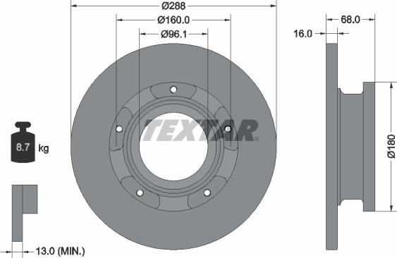 Textar 93260700 - Гальмівний диск autocars.com.ua