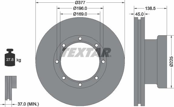 Textar 93276600 - Тормозной диск avtokuzovplus.com.ua