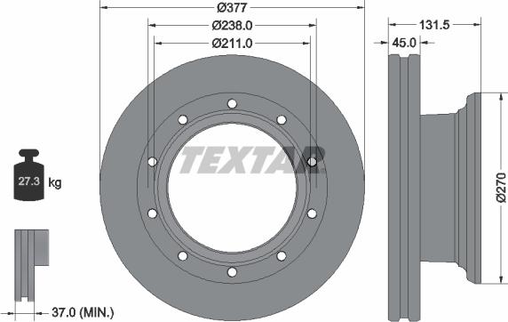 Textar 93276800 - Гальмівний диск autocars.com.ua