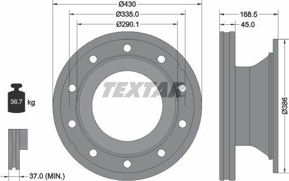 Textar 93296100 - Тормозной диск avtokuzovplus.com.ua