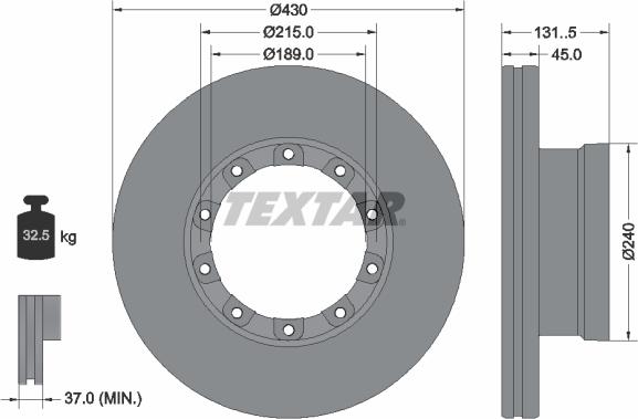 Textar 93308700 - Гальмівний диск autocars.com.ua