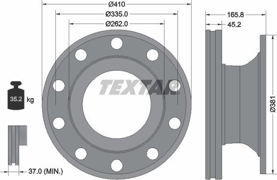 Textar 93322500 - Тормозной диск avtokuzovplus.com.ua