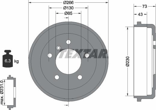 Textar 94005500 - Гальмівний барабан autocars.com.ua