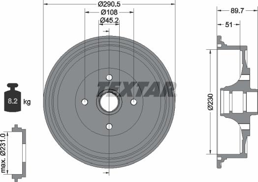 Textar 94009200 - Тормозной барабан autodnr.net