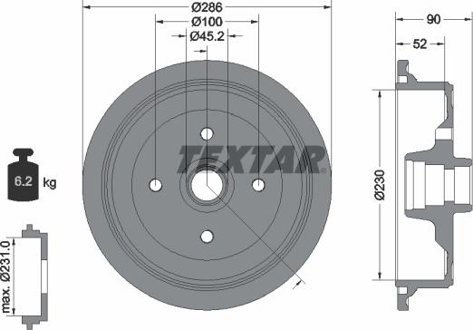 Textar 94011500 - Гальмівний барабан autocars.com.ua