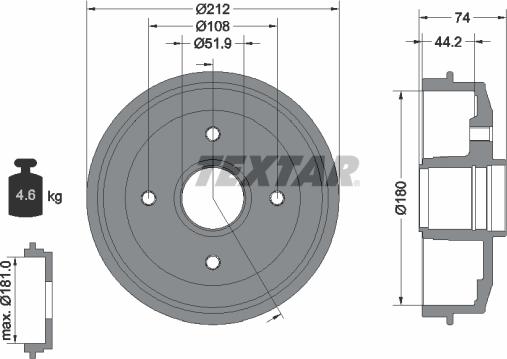 Textar 94011800 - Гальмівний барабан autocars.com.ua