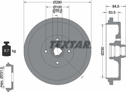 Textar 94012300 - Тормозной барабан avtokuzovplus.com.ua